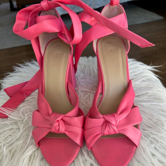 ASOS New Look Block Satin Heel Salmon/Pink Size 9 - Picture 8 of 10